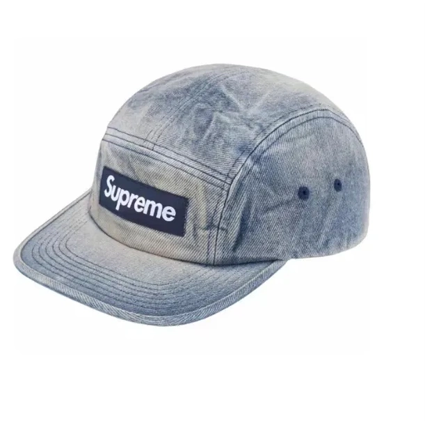 Button Baseball 24SS Washed Blue Leather Cowboy Hat Chino Serpentine Washed Pattern 0811